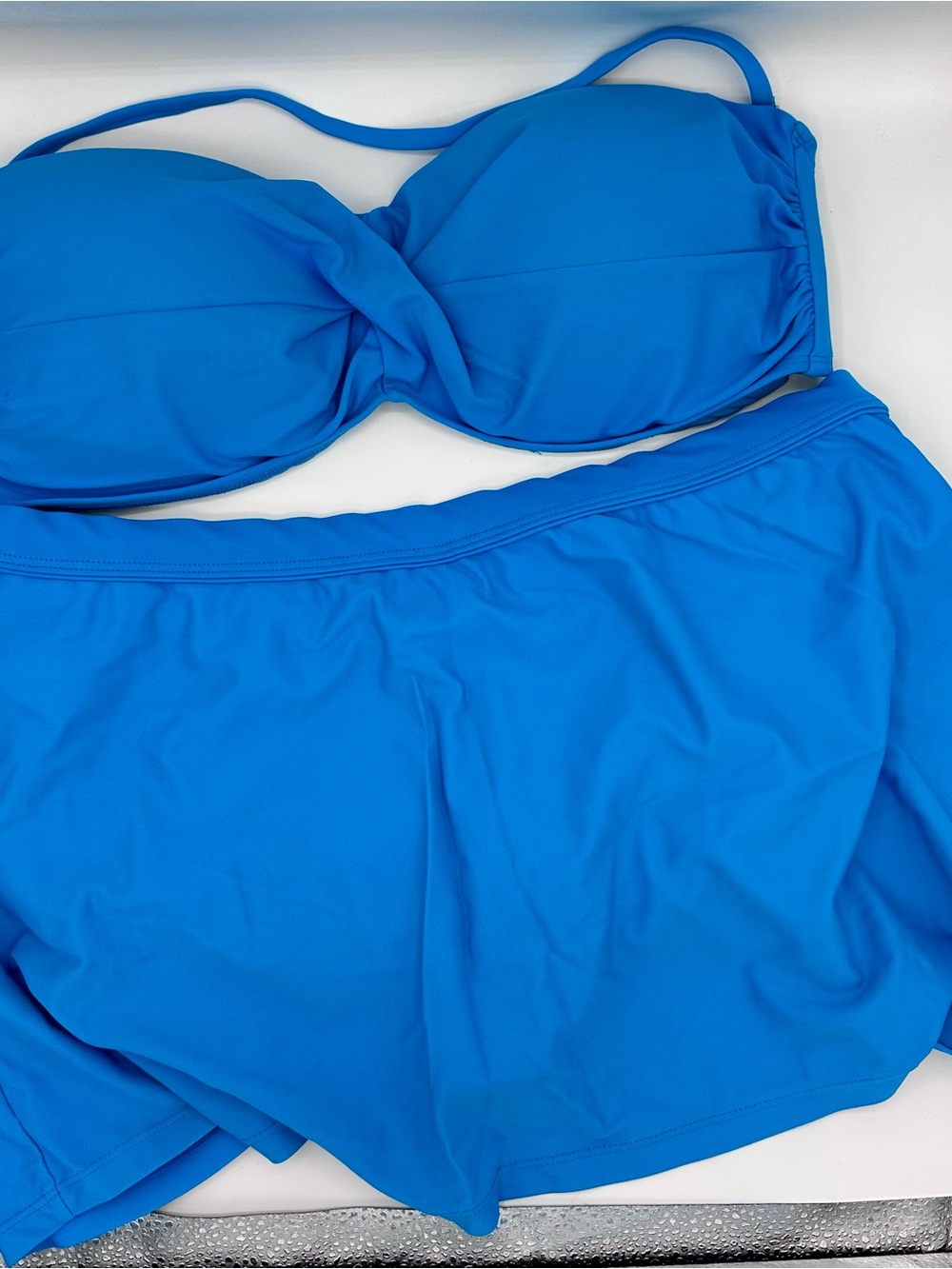 Blue Women's Bikini Set with Skirted Bottom Size 16 (1291)